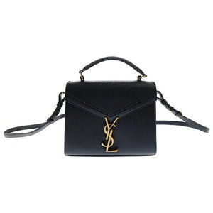 SAINT LAURENT PARIS Cassandra Top Handle Shoulder Bag Black Leather